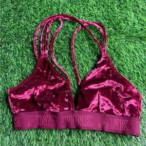 Pink by Victoria Secret Maroon Velvet Bralette size Small